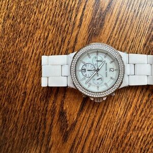 Michael Kors Silver and White Women's Watch